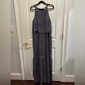 Halston Heritage Gray Sleeveless Maxi Dress